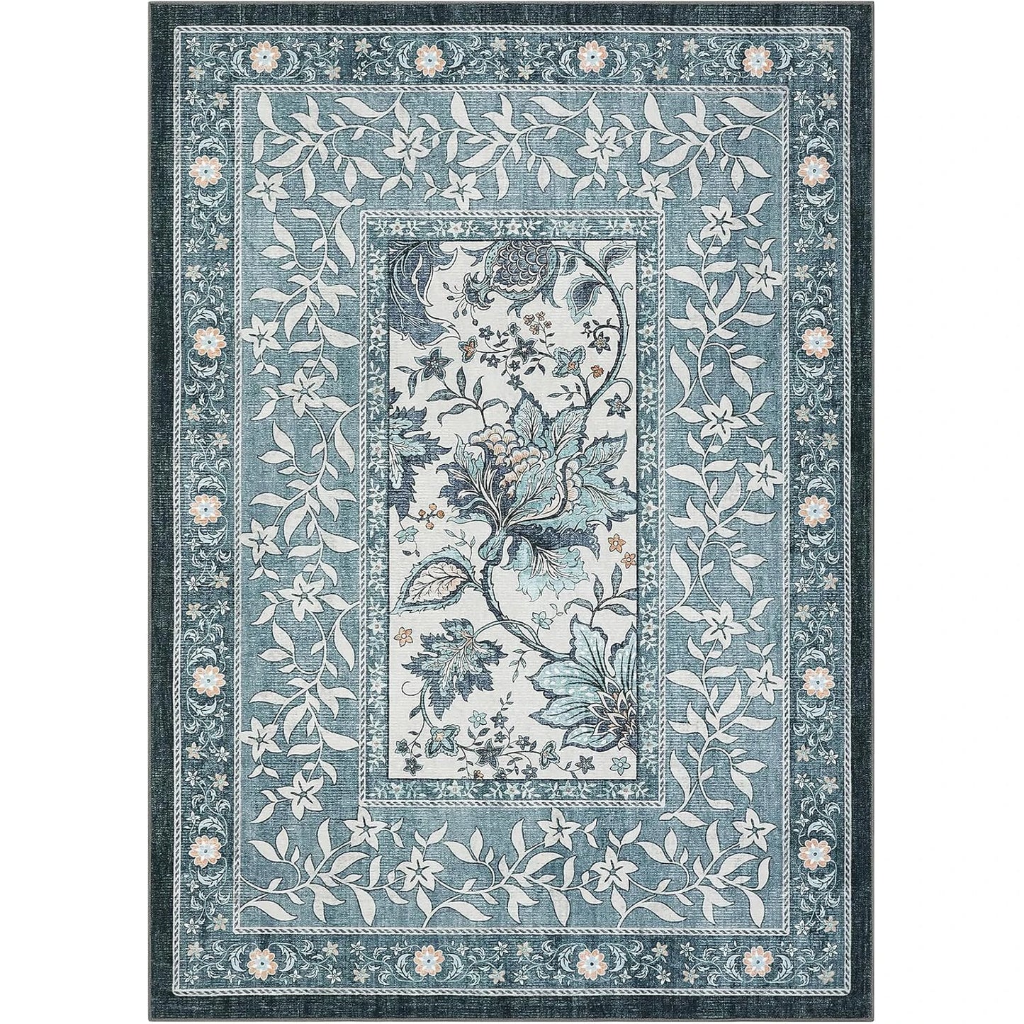 Vintage Floral Washable Area Rug & Hallway Runner