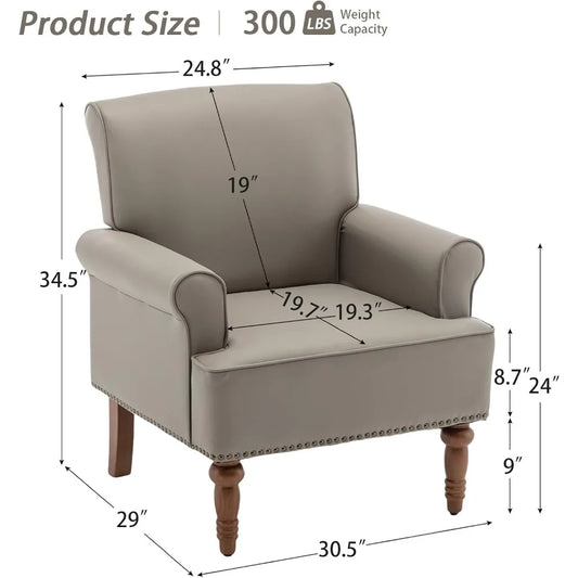 Mid-Century Faux Leather Accent Chair Lounge