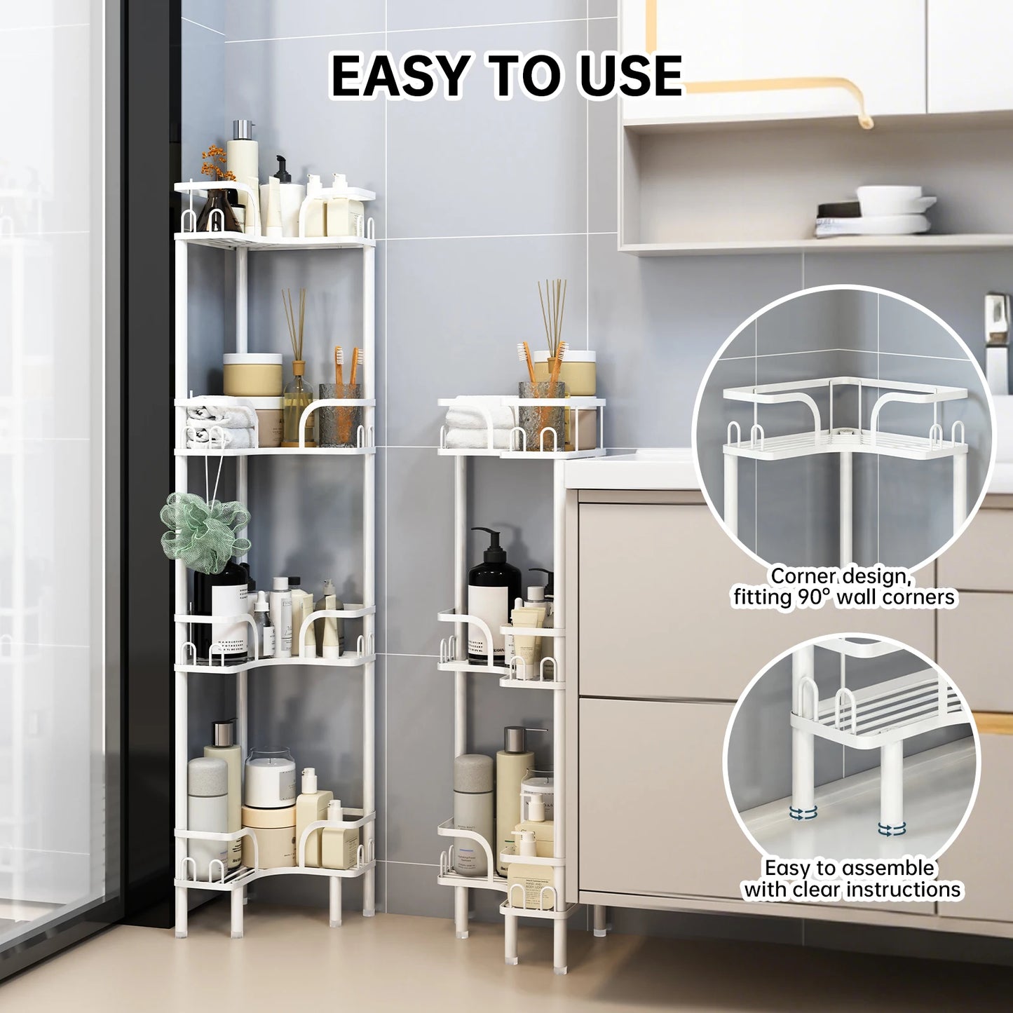 Freestanding Multi-Tier Bathroom Corner Storage Shelf