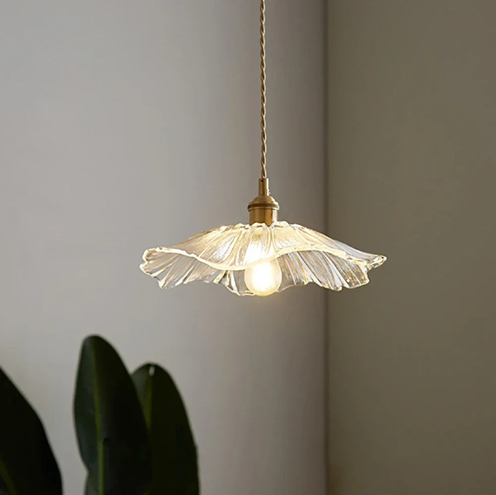 Nordic Retro Glass Flower Pendant Light