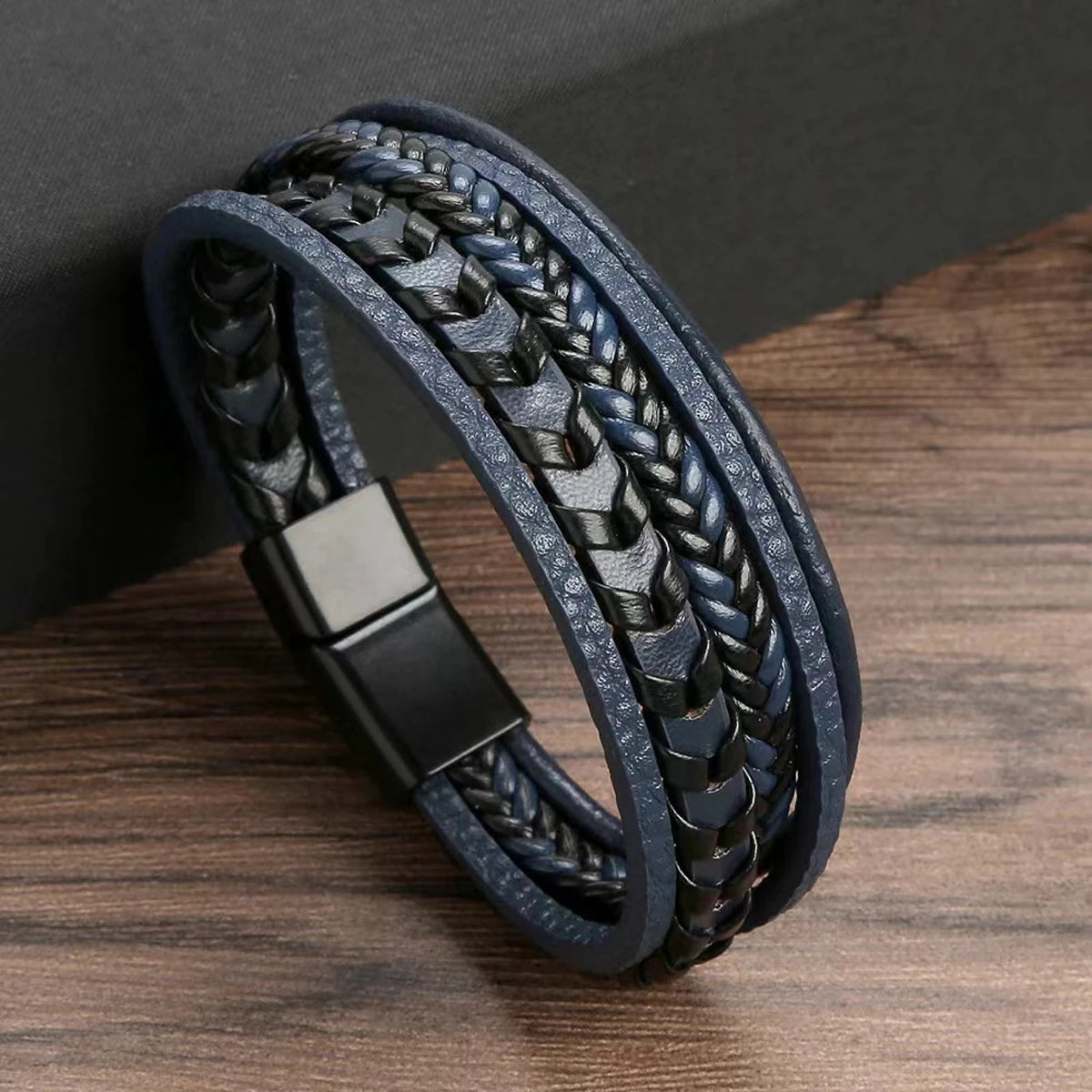 Men’s Vintage Leather Braided Magnetic Bracelet
