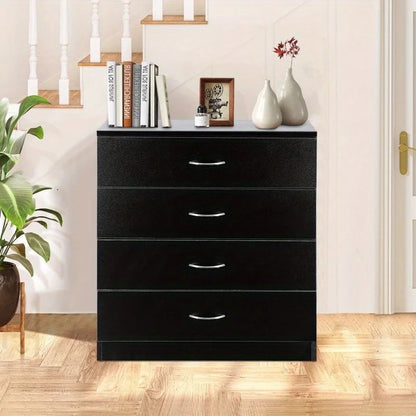 4-Drawer Black Chest Bedroom Dresser Storage
