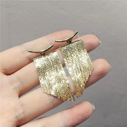 Gold Tassel Statement Earrings for Women
