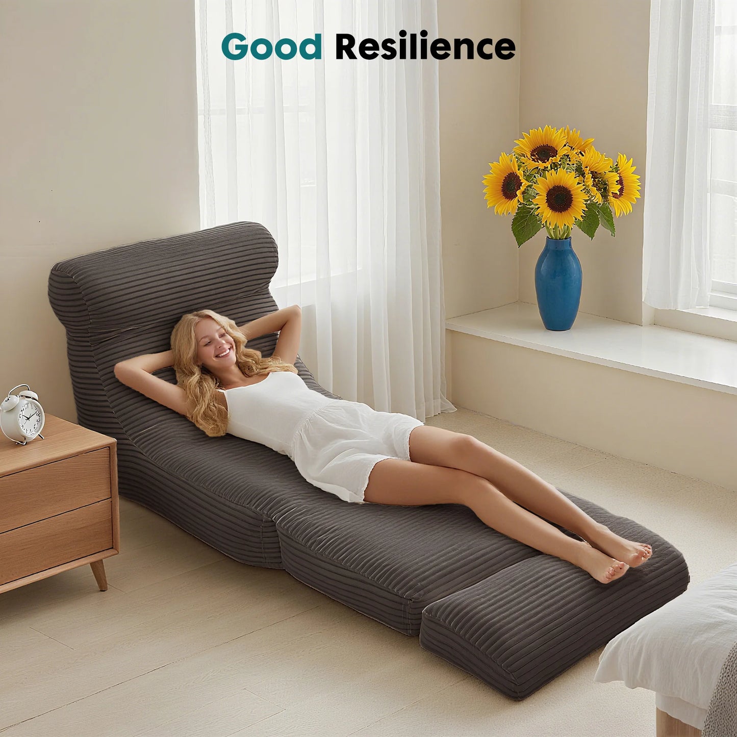Modern Corduroy Ergonomic Convertible Sleeper Chair