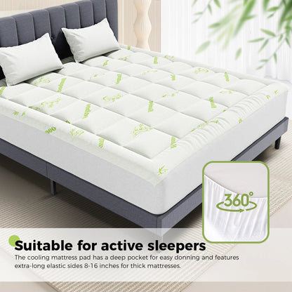 Cooling Bamboo Fiber Mattress Topper Deep Pocket