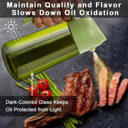 2-in-1 Glass Olive Oil Dispenser & Sprayer