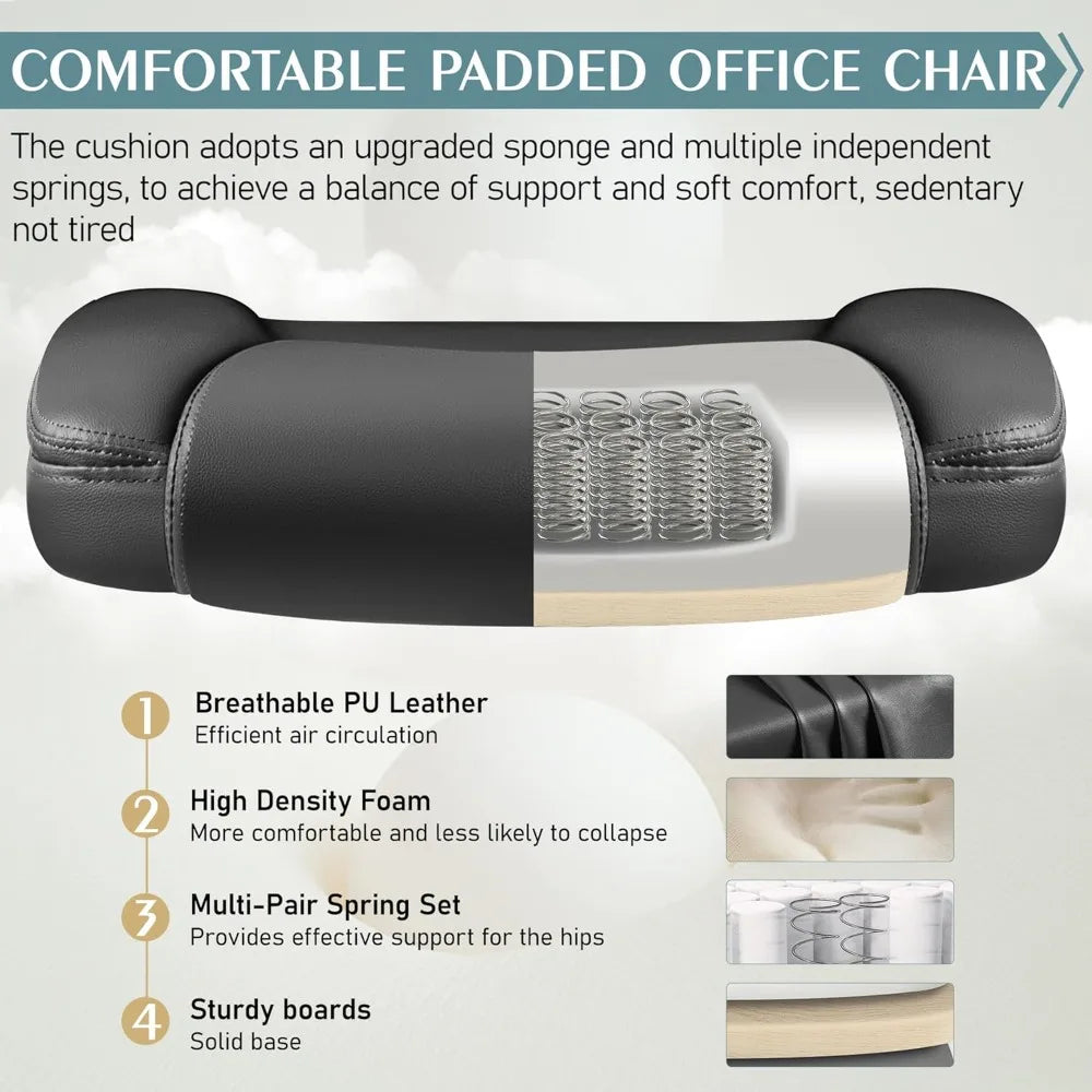 Leather Office Chair Ergonomic Swivel Wheels