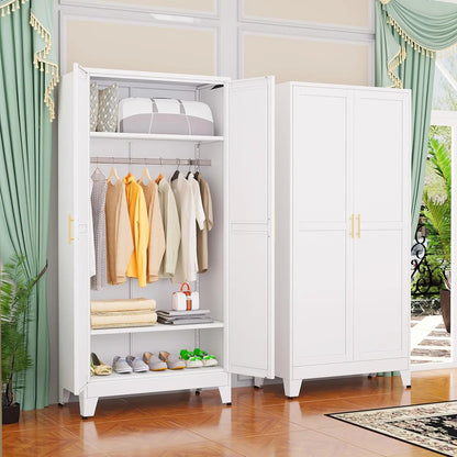 71 Inch Steel Armoire Wardrobe Closet Cabinet
