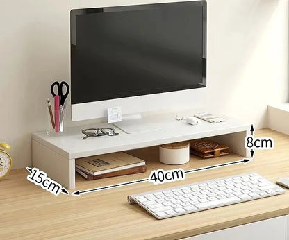 Ergonomic Wood Monitor Riser & Desk Organizer