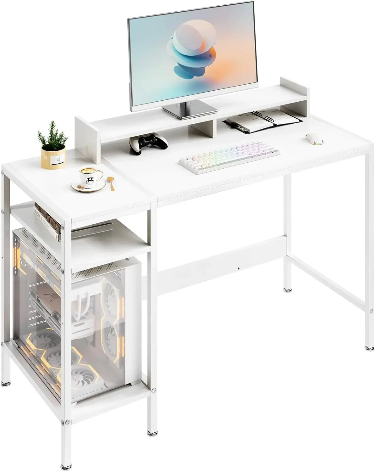 Home Office Desk with Adjustable Monitor Stand