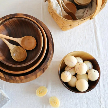 Eco-Friendly Wooden Salad Soup Bowl