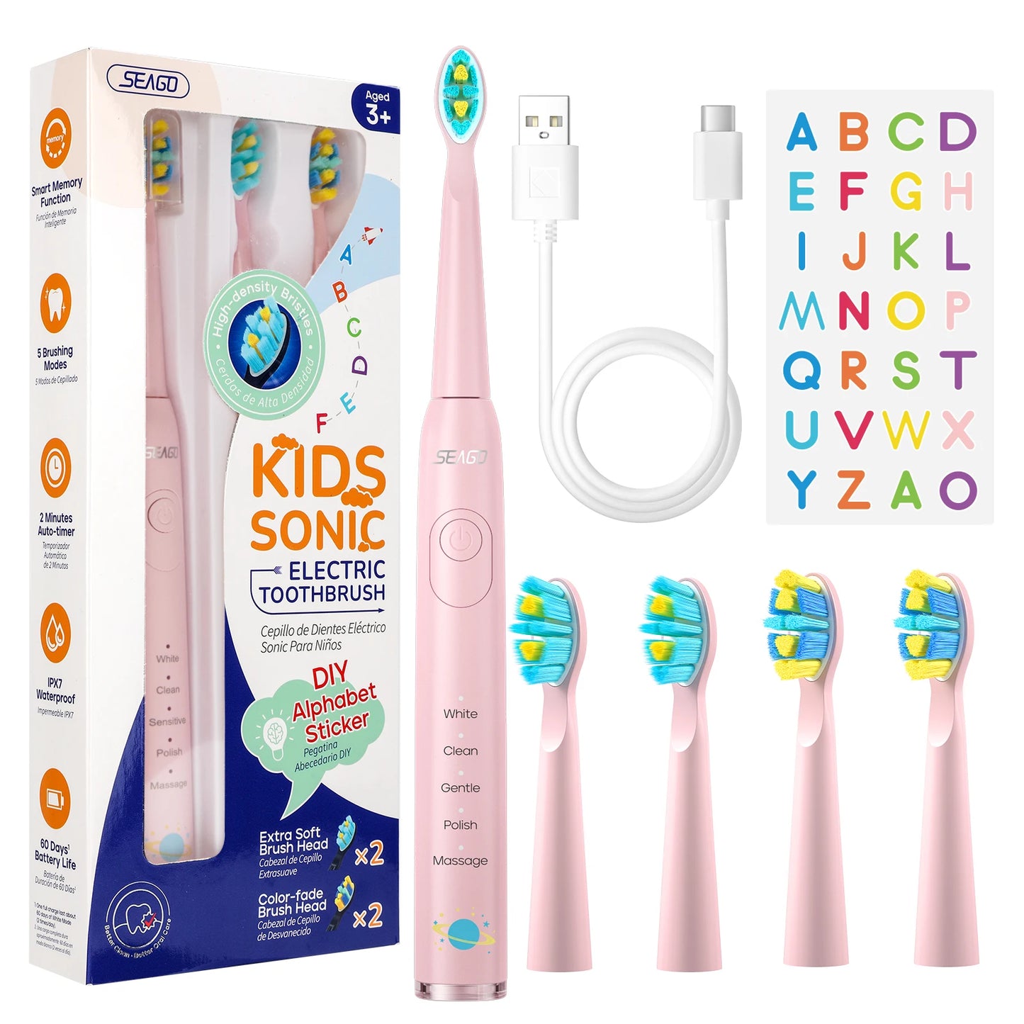 Kids Electric Toothbrush 5 Modes Rechargeable