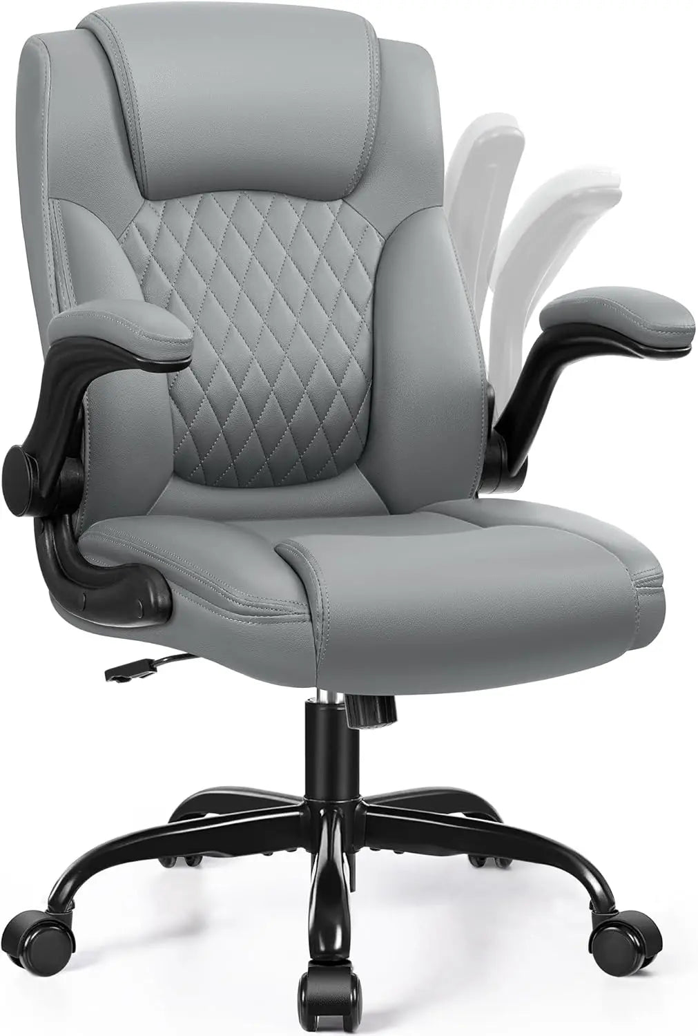 Leather Office Chair Ergonomic Swivel Wheels