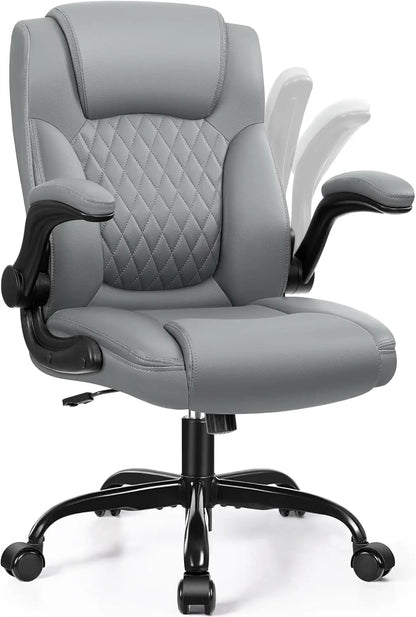 Leather Office Chair Ergonomic Swivel Wheels
