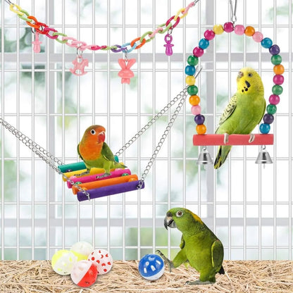 11-Piece Bird Cage Swings & Toys Set
