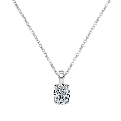 Oval Moissanite Sterling Silver Pendant Necklace
