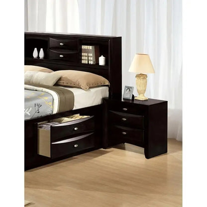 Contemporary King Bed with Nightstands Bookcase