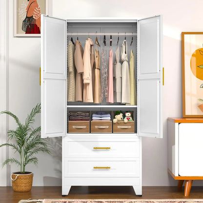 71 Inch Steel Armoire Wardrobe Closet Cabinet