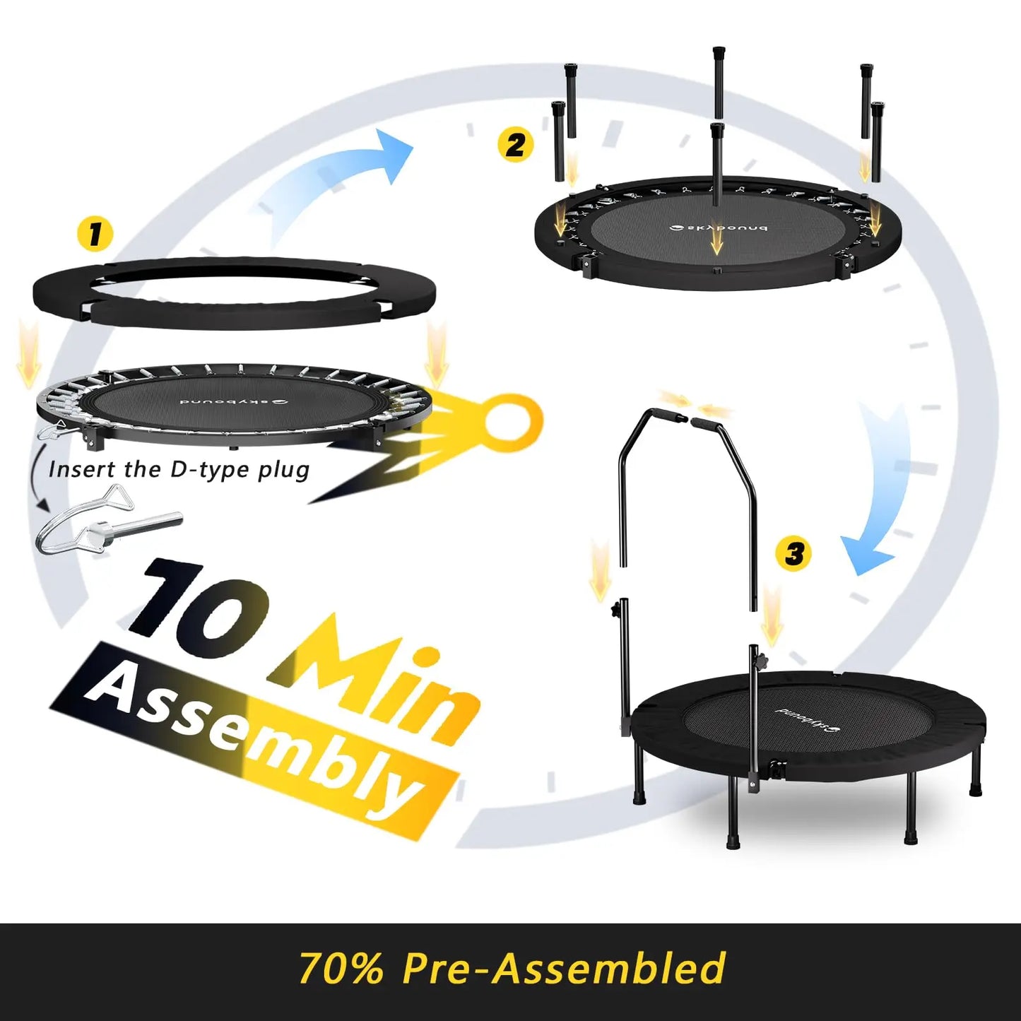 40" Foldable Mini Fitness Trampoline Rebounder