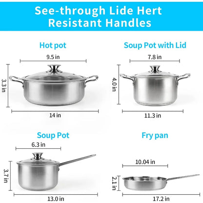 7-Piece Stainless Steel Cookware Pots Pans Set