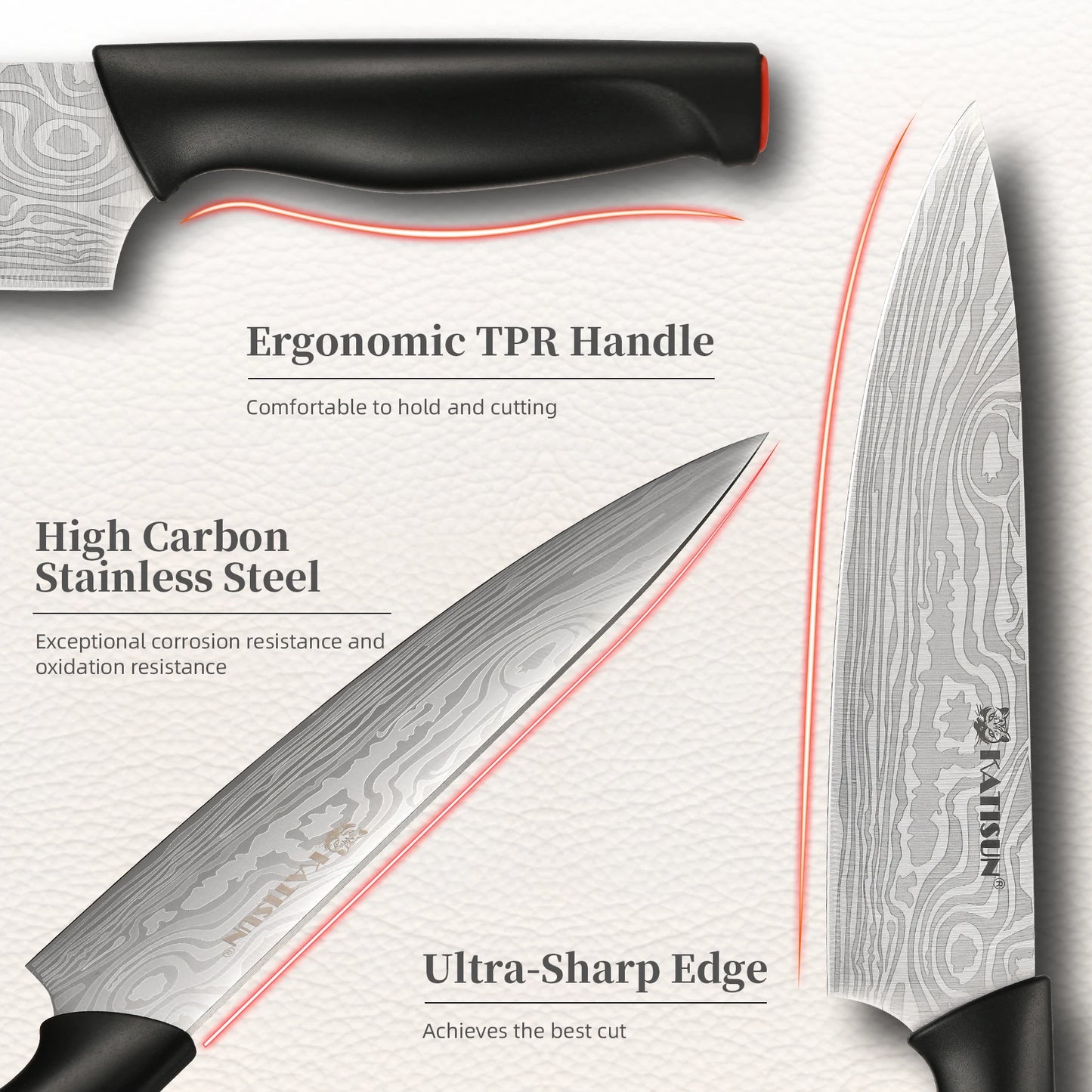 15-Piece Kitchen Knife Block Set w Sharpener