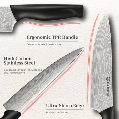 15-Piece Kitchen Knife Block Set w Sharpener