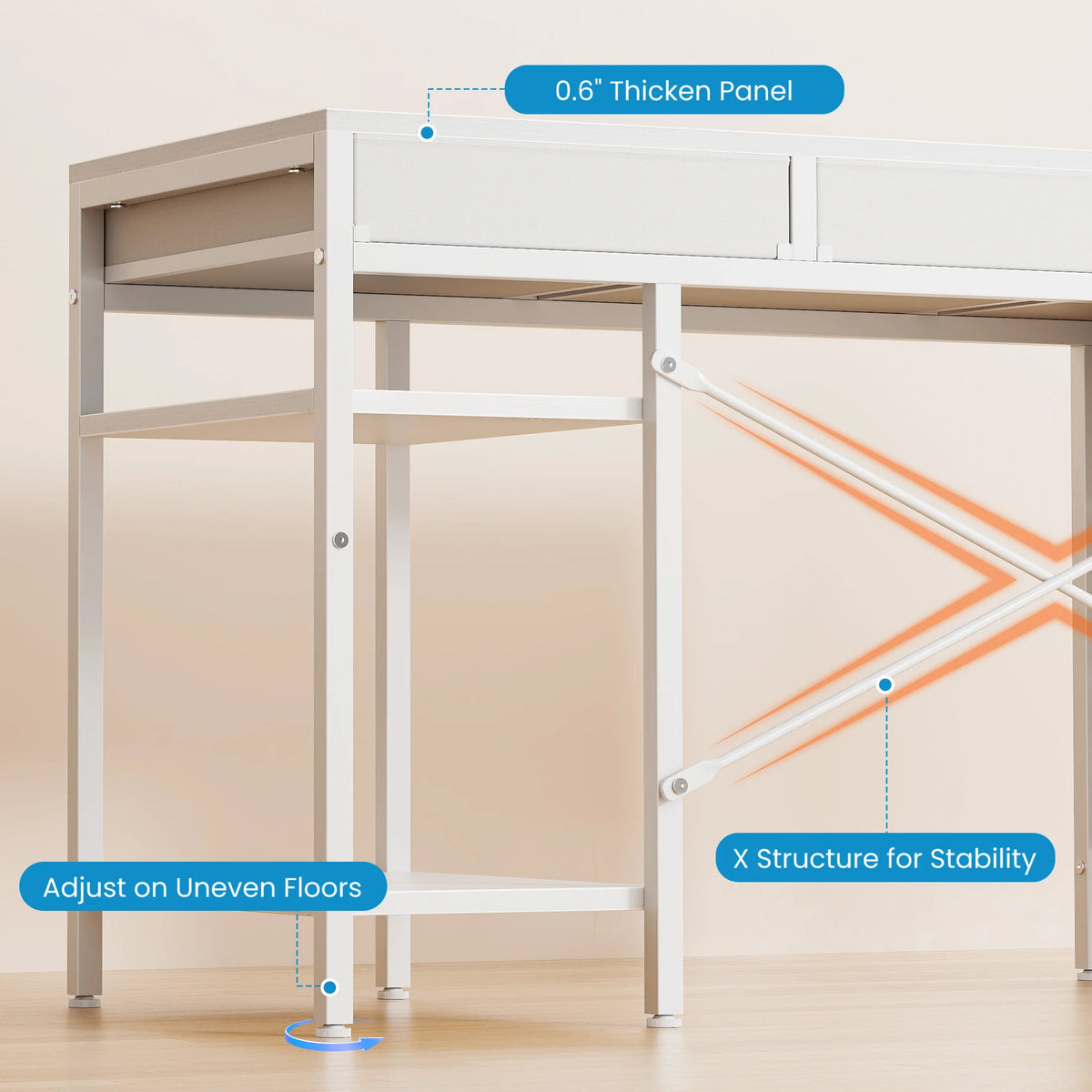 Reversible 47 Inch Office Desk Storage Shelves
