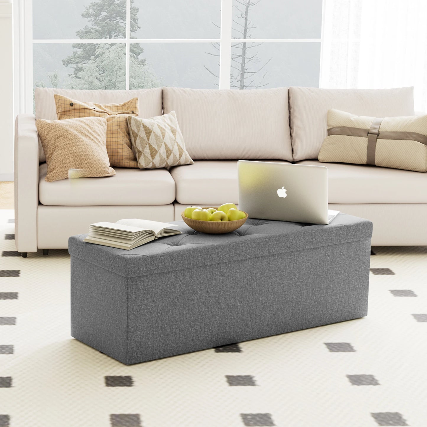 Heavy Duty Folding Storage Ottoman Bench