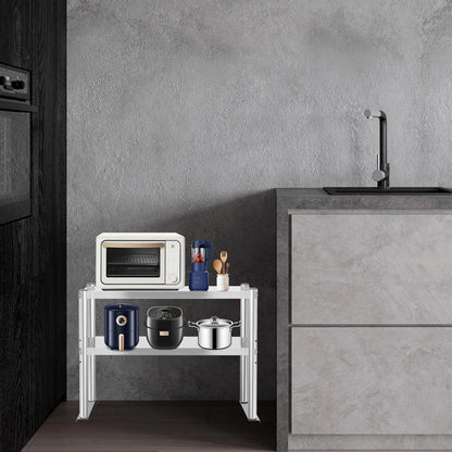 Adjustable 2-Tier Stainless Steel Kitchen Shelf