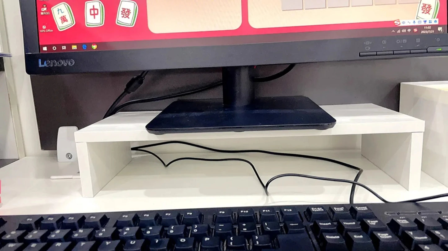 Ergonomic Wood Monitor Riser & Desk Organizer