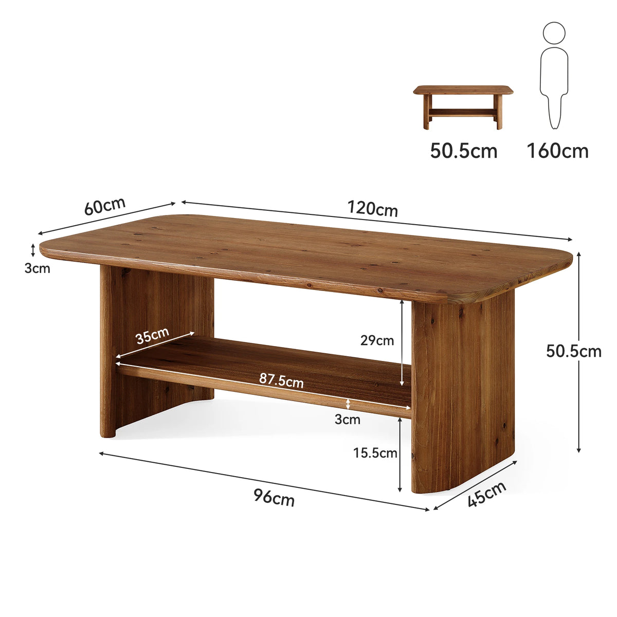 Solid Wood Coffee Table for Living Room