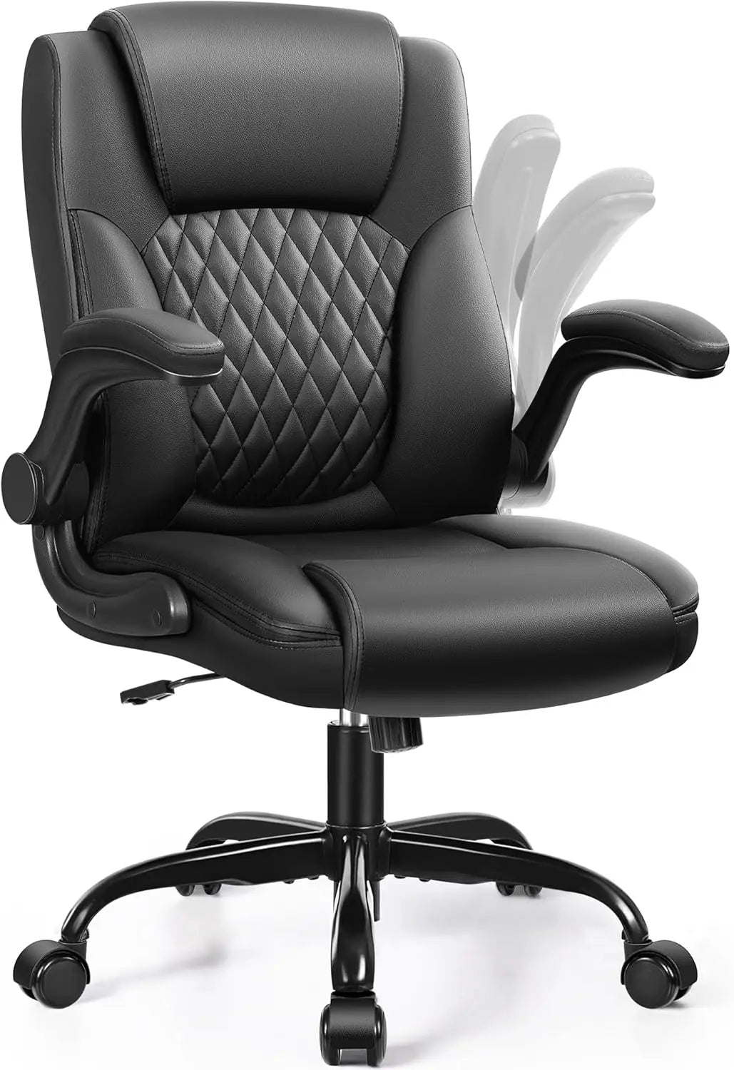 Leather Office Chair Ergonomic Swivel Wheels
