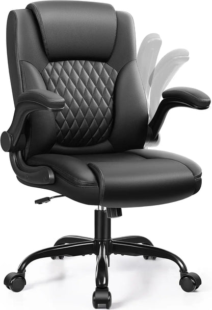 Leather Office Chair Ergonomic Swivel Wheels