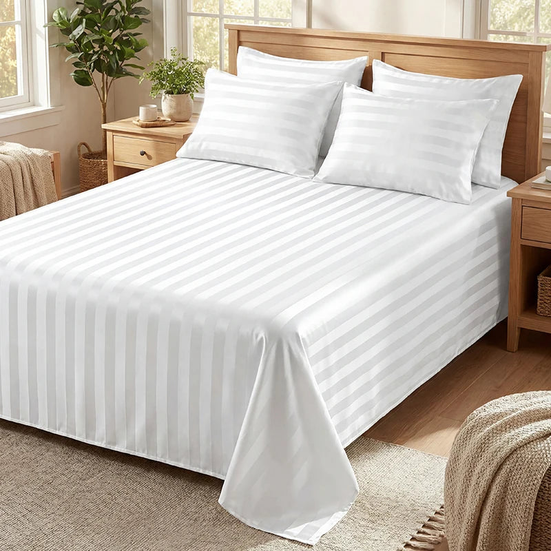 Elegant Striped Satin Sheet and Pillowcase Set