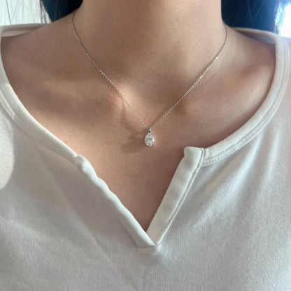 Oval Moissanite Sterling Silver Pendant Necklace