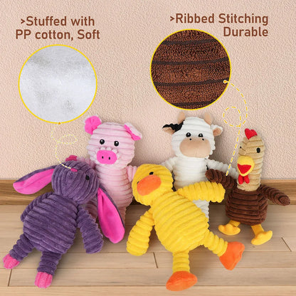 5-Pack Plush Animal Squeaky Dog Toys