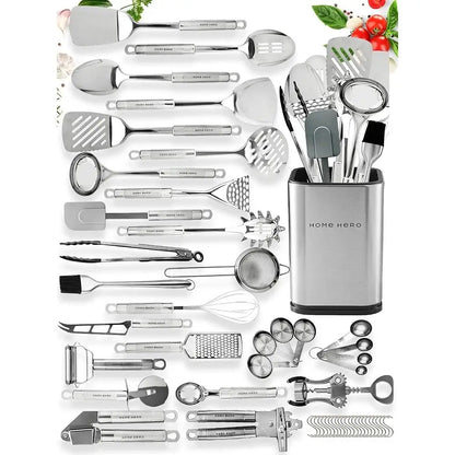 54-Piece Stainless Steel Kitchen Utensils Set