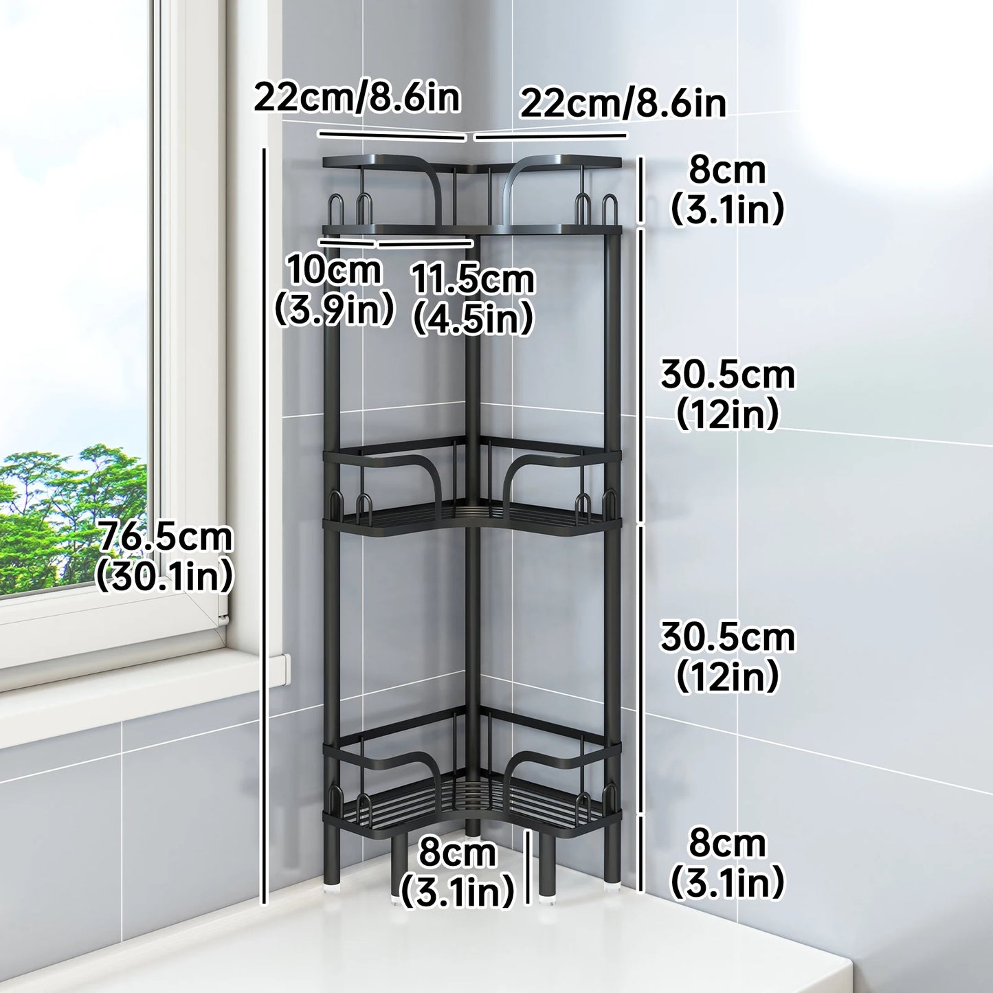 Freestanding Multi-Tier Bathroom Corner Storage Shelf