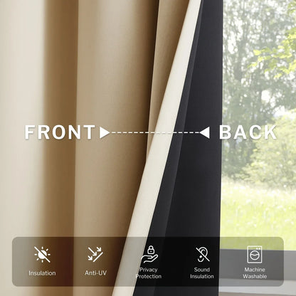 Modern 100% Blackout Solid Window Curtains