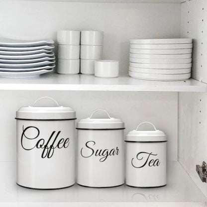 3-Piece White Airtight Kitchen Canister Set