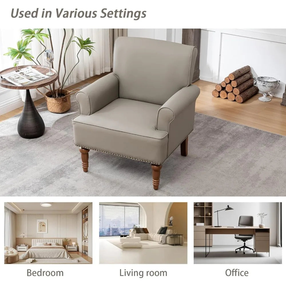 Mid-Century Faux Leather Accent Chair Lounge