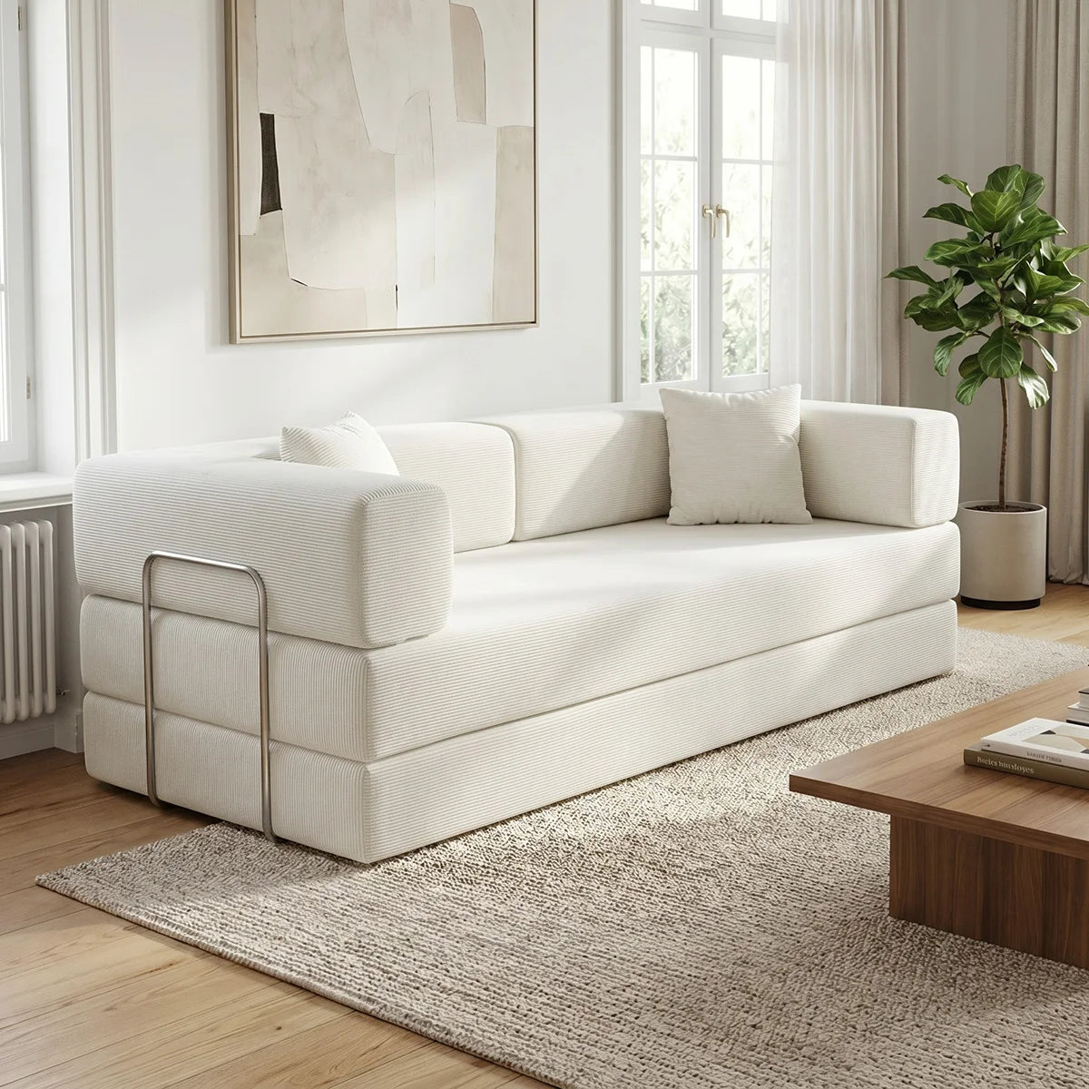 4-in-1 Queen Corduroy Futon Sofa Bed