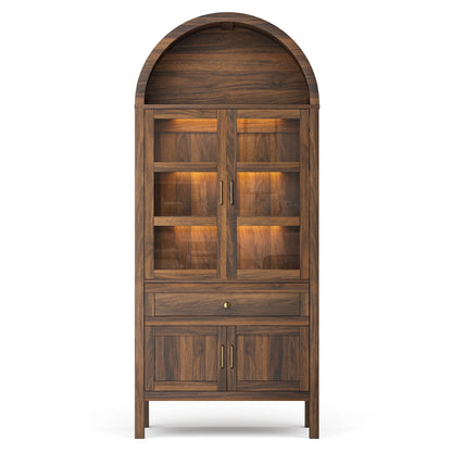 71" Arched Wood Storage Cabinet with Dimmable LED Lights