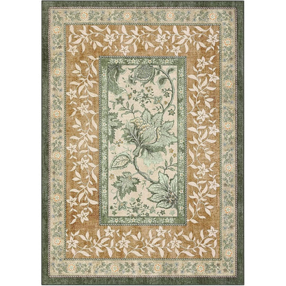 Vintage Floral Washable Area Rug & Hallway Runner