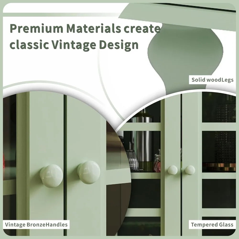 Modern Wood Buffet Cabinet with Glass Doors