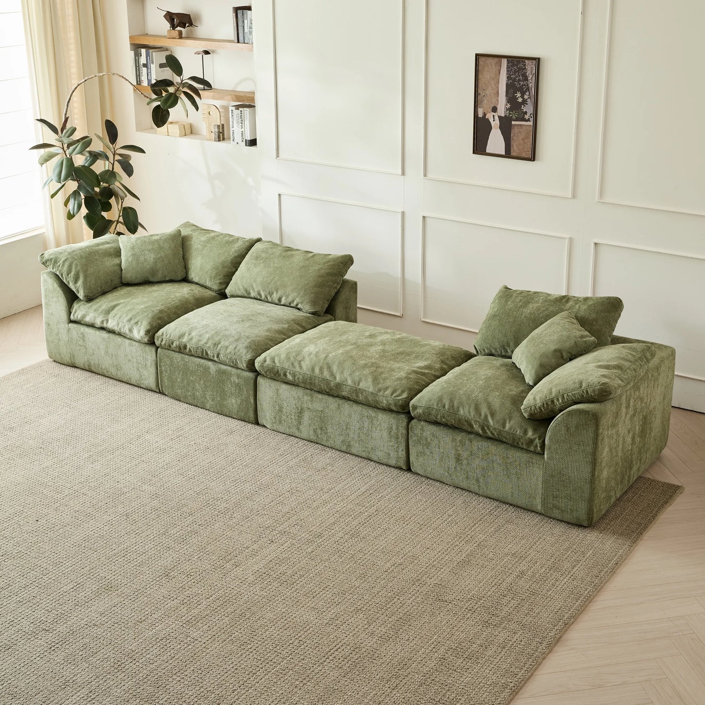 Modern Cloud Chenille Fabric Sectional Sofa
