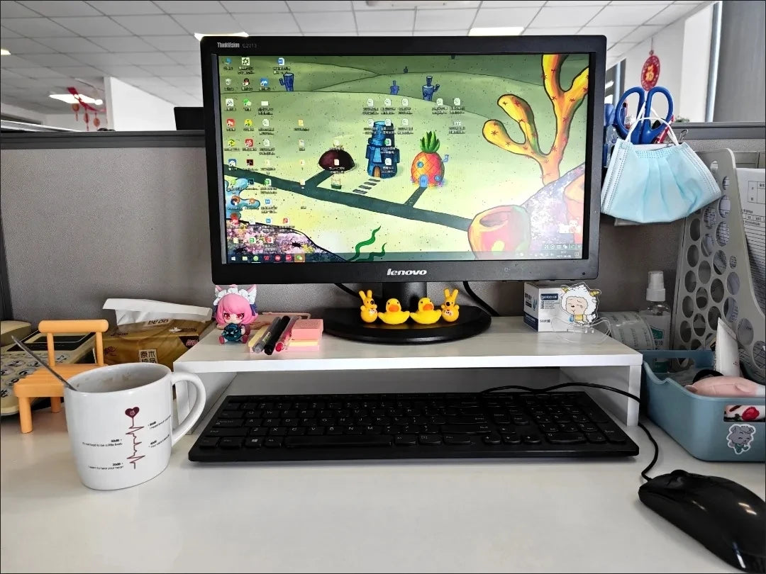 Ergonomic Wood Monitor Riser & Desk Organizer