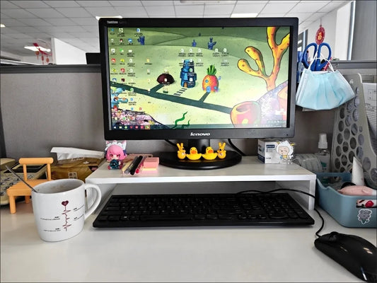 Ergonomic Wood Monitor Riser & Desk Organizer
