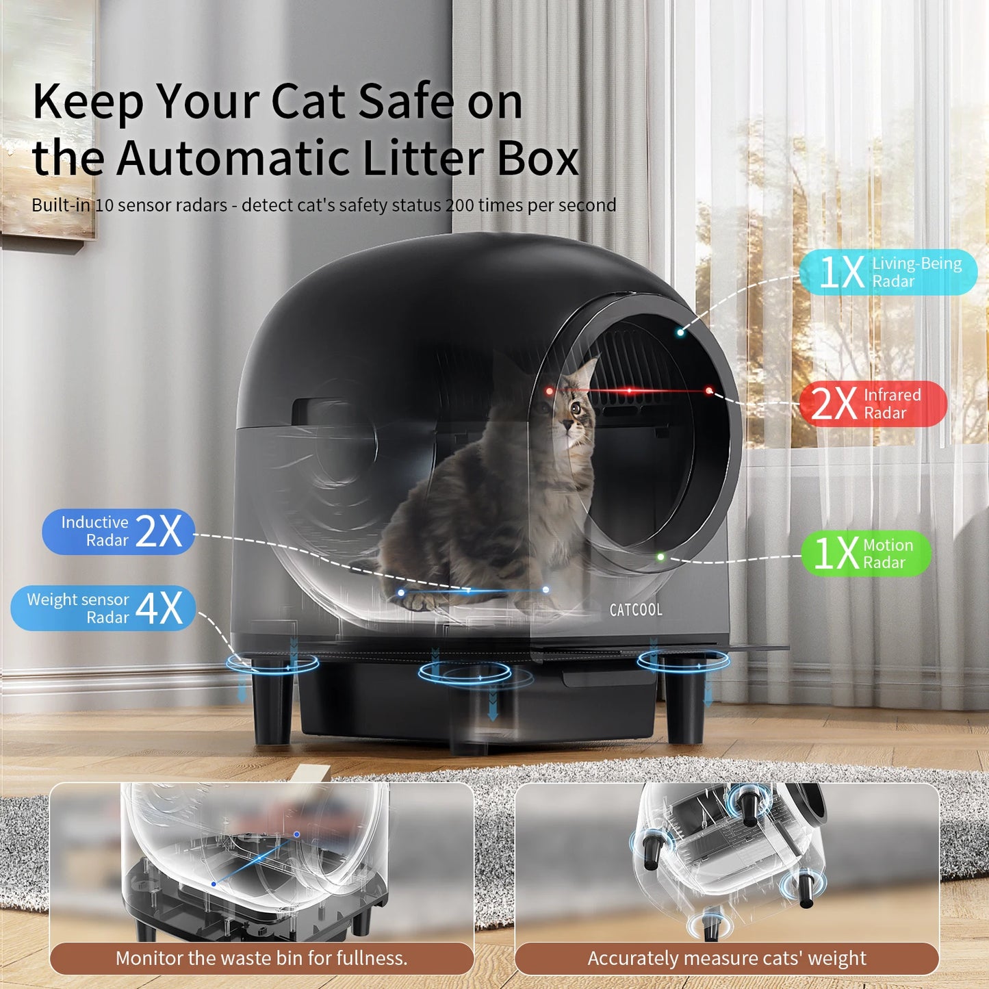 Smart Automatic Cat Litter Box with App Control