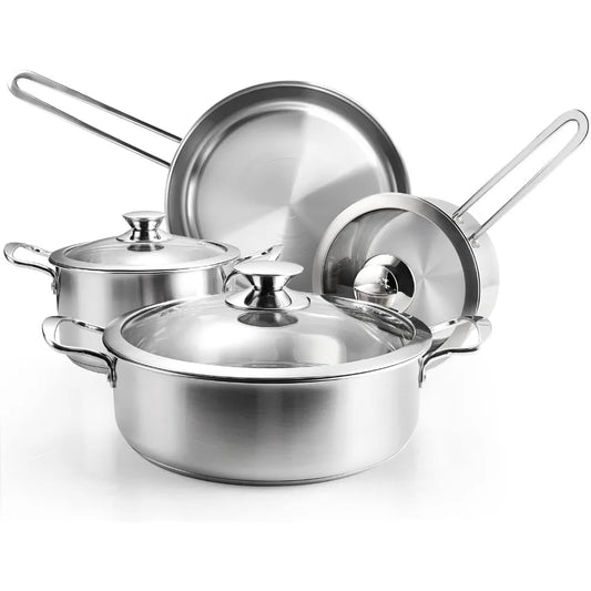 7-Piece Stainless Steel Cookware Pots Pans Set
